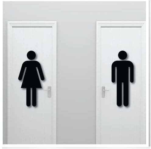 Large 20-Inch-Tall Man Woman Restroom Sign Door Wall Vinyl Decal, Strong Wall Safe Adhesive Art Design DIY Sticker Mural for Restroom Bathroom Washroom WC Toilet Office Home Window Door Decoration
