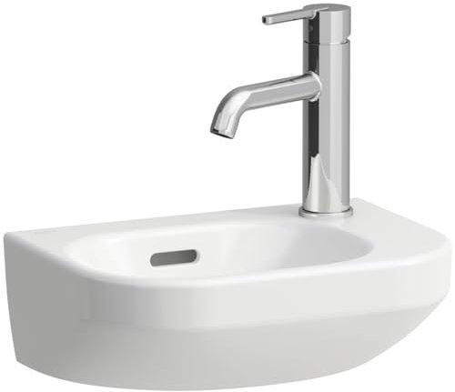LAUFEN Lua Handwaschbecken, 1 Hahnloch rechts, Becken links, mit Überlauf, 360x250mm, H8150800001061, Farbe: Weiß