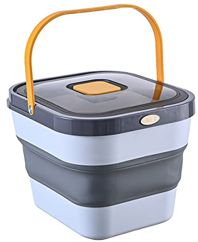 HMAKGG Hundefutter Aufbewahrung, 10 kg luftdicht Hundefutterbox Faltbarer Futterbox mit Transparenter Deckel und Tragegriff, Futter Box für Hundefutter, Katzenfutter und Vogelfutter, Grau