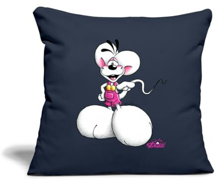 Spreadshirt Diddl Diddlmaus Coole Pose Kissenbezug 45x45 cm, One Size, Navy