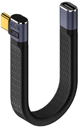 QIANRENON Cavo corto da 40 Gbps USB 4.0 C a spina angolare 90° 240 W USB 4.0 Type C ad angolo retto PD cavo di ricarica veloce, per smartphone Thunderbolt 4, 14 cm (curva laterale)