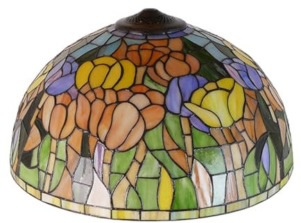 BOTOWI 18-Inch Tulip Lamp Shade Replacement, Tiffany Style Stained Glass Lampshades Pastoral Floral Lampshade Accessories for Table lamp Pendant Lights Floor Lamps