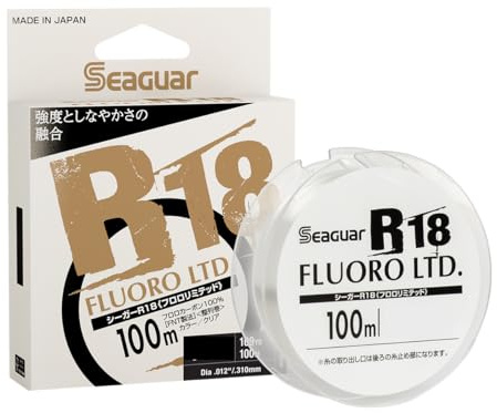 Seaguar JDM R18 Fluoro Ltd. 100% Fluorocarbon Braided Fishing Line Shock Leader for Saltwater, Multiple Sizes