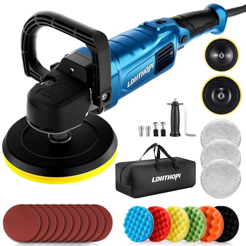 LDHTHOPI Buffer Polisher, 1800W 6 inch/7 inch Rotary Buffer Polisher Waxer, 2026 Upgraded 750-3100RPM Car Buffers and Polishers with 6 Variable Speeds, for Car, Boat, Furniture, Floor