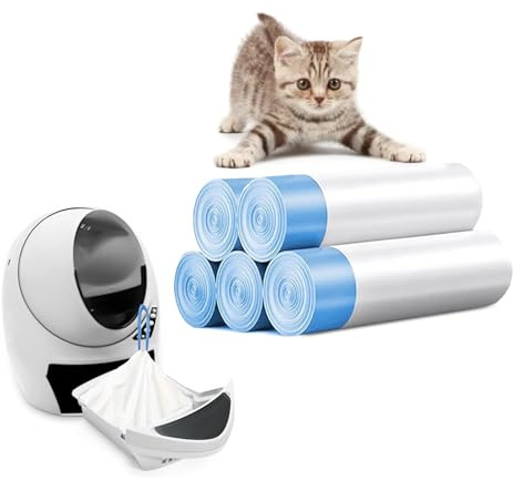 Ferypet 100-pack kattsandspåsar med dragsko, kompatibla med katt-robot 3/4 kattlåda, utbytesavfallspåsar utfällningsfoder, avfallspåsar