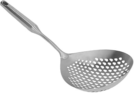 Mestolo per Schiumarola Cucchiaio per Schiumarola con Manico Lungo di Grande capacità Resistente Alle Alte Temperature in Acciaio Inossidabile per Cucinare in (SILVER)