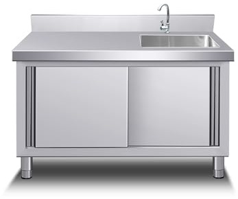 Mueble Pila Lavadero,Industriales Fregadero de Acero Inoxidable,Fregadero Exterior Jardin,con Grifo de Mangueras Frías y Calientes,con Right Banco de Trabajo,Patio Trasero Garaje Al Aire Libre(120x60x