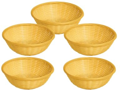 Floralcraft® Set of 5 8-Inch Bamboo Bread Baskets – Natural Woven Display Baskets for Bread, Fruit, Gift Hampers, Weddings & Home Décor