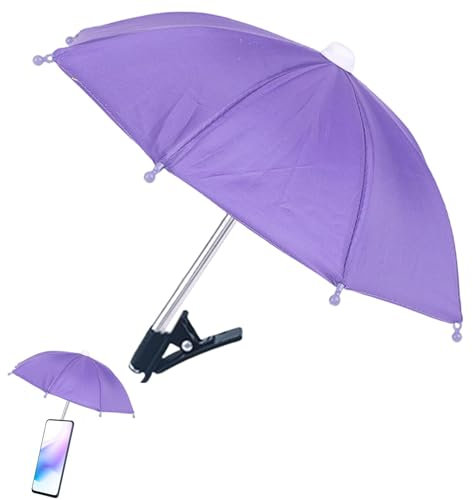 Mimoqk Phone Sunshade, Phone Parasol for Sun | Adjustable Mobile Phone Sunshade Cover, Portable Mobile Phone Sun Umbrella with Clip, Anti-Glare Parasol for Mobile Phone, purple, riferimento alla