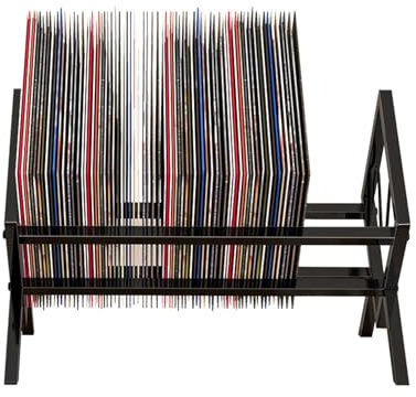 Skiva förvaringsställ – skivställ, bokalbum displayställ | funktionell samtida display koncept design svart enkel bokalbum displayställ för kontor heminredning (43 x 30 x 34 cm) (svart)