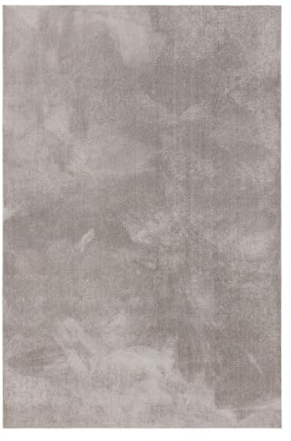 benuta Nest Waschbarer Teppich Nina - Grau 80x150 cm - Kunstfaser - Rechteckig & im Style: Uni, Minimalistisch - Pflegeleicht für Wohnzimmer Schlafzimmer