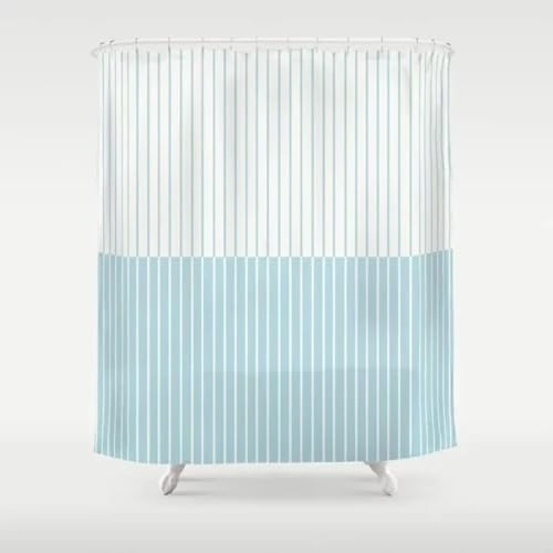 Duschvorhang 220x200 cm Blau Weiß Streifen Duschvorhang Einfach Design modernes Textil Anti-schimmel Wasserdicht Waschbar Badvorhang für Badezimmer Badewannen Toilette mit 12 Haken