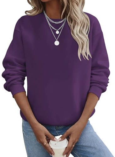 TICTICMIMI Lässige Damen-Sweatshirts mit Rundhalsausschnitt, langärmelig, lockere Passform, Herbst-Shirt