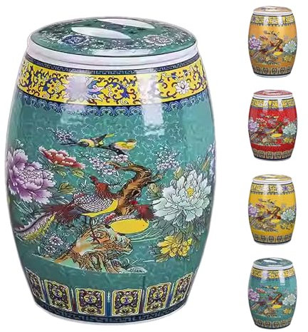 Rice Containers Grain Storage，Food Storage Container Airtight Rice Bucket Food Dispensers 5KG/10KG/15KG/25KG Ceramic Rice Jar Rice Storage Box Grain Storage Bin(Green,25KG)