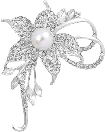 Broche magnétique en forme de fleur en perles de cristal - Tendance - Belle broche florale en strass artificiels - Convient pour les fêtes, les danses, les mariages, les banquets, les femmes et les
