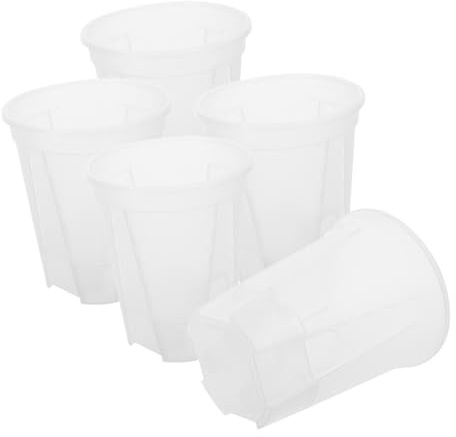 HIAKDOFT 5pcs Self Watering Planters Plastic Flower Pots Indoor Automatic Watering Orchid Pots Reservoir 18x20.4cm Home Plant Containers for Green Plants