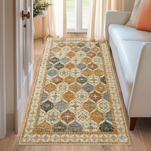 MAST DOO Tappeto Passatoia per Corridoio 80x150cm, Tappeto Boho per Cucina Lavabile a Pelo Corto Antiscivolo, Tappeto da Cucina per Corridoio, Sala da Pranzo, Camera da Letto, Soggiorno, Colorato