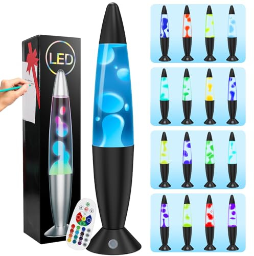 FBSPORT lampara de lavaLamp,17 decoloración Lámpara efecto relajante,Luces nocturnas LED lámparas de lavanda para la decoración del dormitorio, lámparas de oficina adolescentes y niños