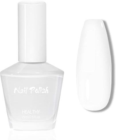 Weiß Nagellack - 15ML Glossy Schnelltrocknend & Langanhaltend ungiftiger Nail Polish, Glänzender Natürlicher Effekt, Ohne UV Lampe, Glitzer Nagellack für DIY Nagelkunst Maniküre zu Haus (Weiß, 15g)