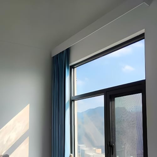 Hidden White Curtain Track Double Rail Ceiling Mount System Durable Aluminum Alloy Curtain Glider for Kitchen & Window 4.0m (13.1ft) Length Easy Installation