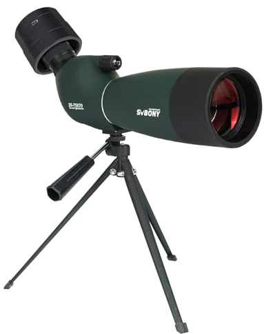 Svbony SV28PLUS Upgrad 25-75x70mm Spotting Scopes, with SC002 WIFI Camera, BAK4 A5 Wine Red FMC Coating Lens, Spotting Scopes with Phone Adapter Tripod Bag, for Birdwatching Archery Photography