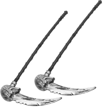 SHERCHPRY Guadaña Parca Desmontable De Plástico Plateado y Cobre, Longitud Ajustable, Juguete Seguro para Niños y Adultos, Accesorio para Disfraces y Fiestas De Halloween, 2 Piezas