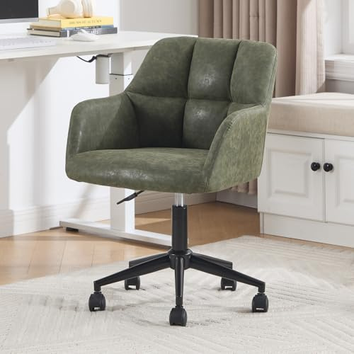 chairus Bürostuhl PU Leder 360° Drehbar Höhenverstellbar Mit Rollen Grün | PU-Leder-Bezug, 360° drehbar, höhenverstellbar, mit Rollen, für Arbeitszimmer, Büro, Homeoffice