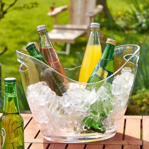 Seau à glace en PET transparent 4 L/8 L/12 L – Refroidisseur de fête pour bouteilles de vin, champagne et bière – Solution de rangement pour événements et rassemblements