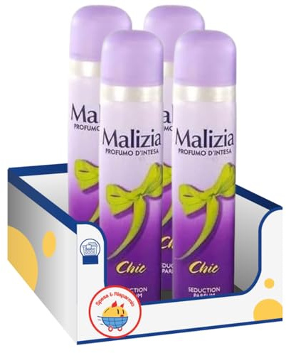Malizia Deodorante Chic Donna – Spray 75 ml – Profumazione Elegante e Delicata kit con Spugna Brandizzata SPESA & RISPARMIO Inclusa – Variazioni 4/6/8/10 Pezzi (4)