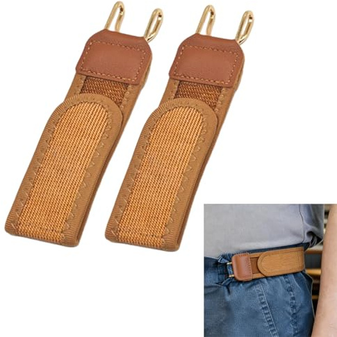 Generico Cintura elastica tattica con gancio in metallo da 2 pezzi per uomo donna, cintura regolabile senza fibbia con ganci in metallo, larghezza 4 cm, design invisibile senza fibbia