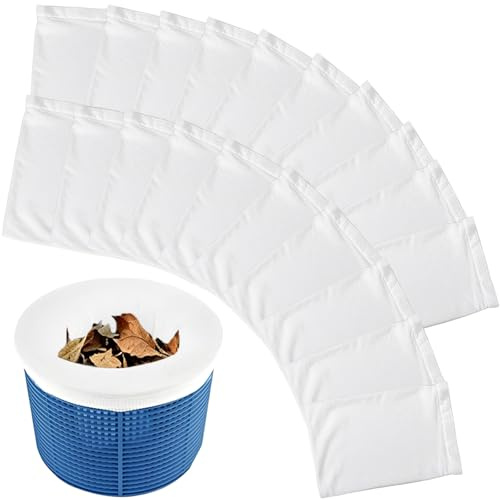 KATELUO Chaussettes de Skimmer de Piscine, 20 Pièce Pool Skimmer Socks Chaussettes d'écumeur de Piscine, Prefiltre Skimmer Réutilisable et Élastique pour Peuvent Emprisonner Pollen, Feuilles, Cheveux