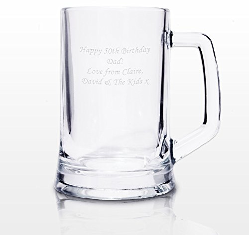 Personalised Engraved Pint Glass Tankard, Engraved, Luxury Blue Gift Box Included