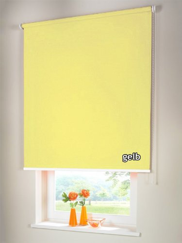Verdunkelungsrollo Seitenzugrollo Kettenzugrollo Rollo Verdunkelung 162 x 130 cm / 162x130 cm gelb - Bedienseite rechts