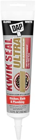 DAP 7079818897 KWIK Seal Ultra, White 5.5oz 12Pk Premium Siliconized Kitchen & Bath Sealant, 5.5 oz