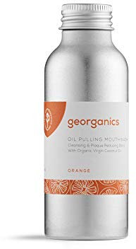 Georganics Whitening Oil Pulling Mouthwash - Orange Flavoured - Plaque-Reducing Coconut Oil Blend - 100% Natural Ingredients - SLS, Glycerine & Fluoride Free - Organic, Vegan, Cruelty-Free - 100ml