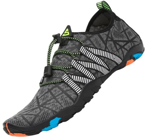 SAGUARO Chaussures Aquatiques Homme Femme Chaussure d'eau Respirant Chaussures de Plage Séchage Rapide Chaussures Mer pour Plongée Nautiques Baignade Riviere Gris GR. 44 EU