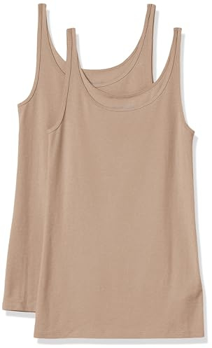 Amazon Essentials Damen Schmal geschnittenes Tanktop mit dünnem Trägern, Pack of 2, Helles Blütenblatt, M