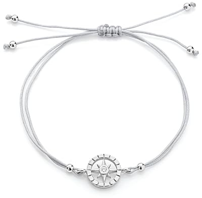 Heartbreaker Windrose Armband I Edles Kompass-Armband aus 925 Sterling Silber mit Zirkonia-Stein I Nickelfreies Silberarmband in Goldschmiedequalität I Armkette für Damen & Mädchen I LD WR 82