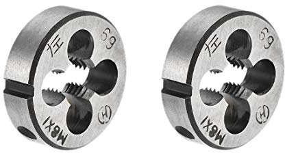 sourcing map Terraja, Terrajas de Roscar Métricas M8 X 1, Terraja Redonda 25mm Diámetro Exterior, Troquel para Roscar a la Izquierda, Aleación de Acero, 2 Unidades