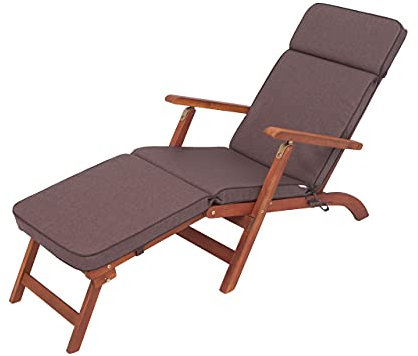 PillowPrim Sonnenliege Auflage - Liegenauflage Outdoor - Auflagen für Deckchair 178 x 47 cm, 5 cm - Polsterauflage für Sonnenliege - Kissen für Liegestuhl - Dick, Bequem & Langlebig - Braun