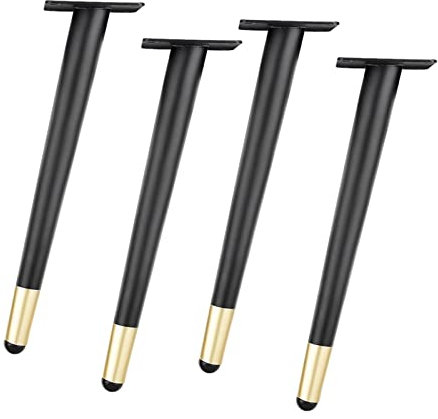 kufu01 DIY Ersatz Möbelfüße Verstellbare Metall Tischbeine Schrägkegel Stützfüße,Schreibtischkommode Beine Esszimmer Bartischbeine Hockerbeine,mit Schrauben,4er Set (72cm/28.3in,Black Gold)
