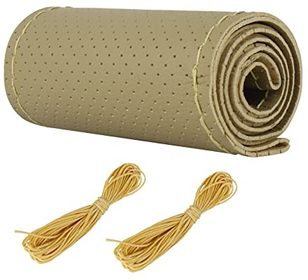 Andux Auto-Lenkradbezug aus Leder für universellen Durchmesser 38 cm DIY Nähen FXPT-03