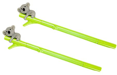 Bolígrafo de gel con decoración koala tinta negra, pack de 2 unidades, color gris claro, práctico y popular