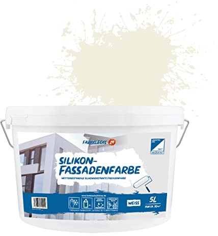 Farbklecks24 Silikon-Fassadenfarbe Color (versch. Größen/Farben) hohe Deckkraft, Wetterschutz, schmutzabweisend (5L, Beige 1-0)