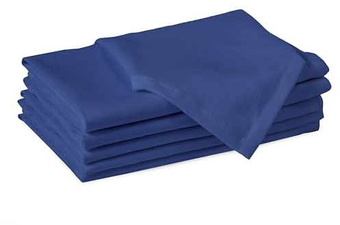 Encasa XO Tovaglioli di stoffa di cotone | Set da 6 | Misura 43x43 cm | Tinta unita Blu cobalto intenso | Lavabile in lavatrice