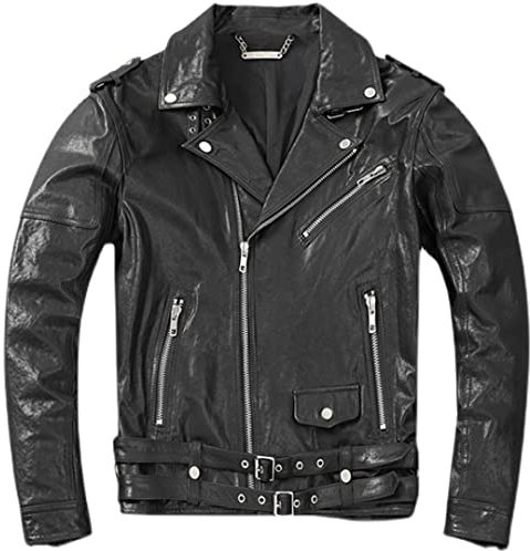 Pflanzlich gegerbtes Schaffell Echtleder Kleidung Herrengürtel Motorradjacke Frühling Herbst Dünner Mantel Slim Fit Herrenbekleidung Gebräbtes Schaffell Größe 2XL 73-78kg