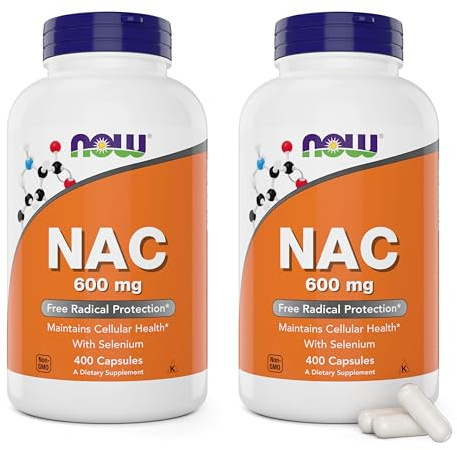Now NAC 600 mg, 400 Capsules (Pack of 2), N-Acetyl Cysteine with Selenium