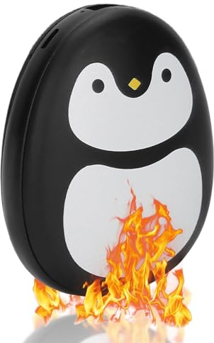 Semme Wiederaufladbarer Handwärmer - Cartoon Cute Portable 4000mAh Power Bank USB-Taschen-Handwärmer für Camping, Skifahren, Angeln und Wandern (Pinguin Schwarz)