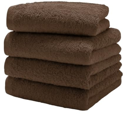 Diamond Tex Pack of 4 100% Cotton Face Cloth Set 30x30cm Flannel Washcloth Towels Extra Absorbent & Quick Dry Hotel Gym Spa Makeup Remover 600 GSM (Chocolate Brown)