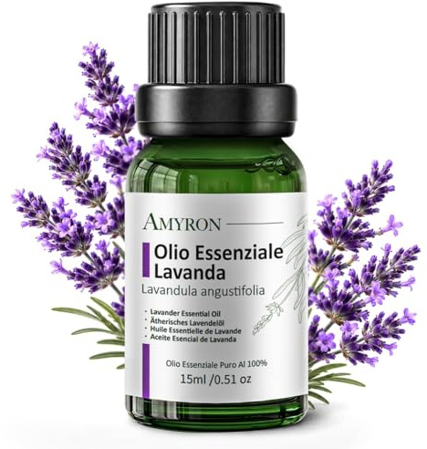 Olio Essenziale Lavanda Vera 15ml | Angustifolia | officinale Naturale E Puro Al 100% Ideale Per Aromaterapia E Uso Terapeutico | Diffusore Oli Essenziali | Massaggi aromatici | Uso Alimentare No OGM.